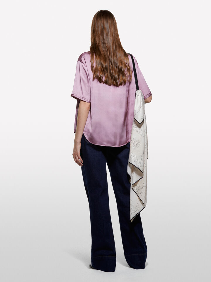 Μπλούζα μωβ over fit από σατέν - μπλούζες γυναικείες - Λιλα | Sisley image number 2